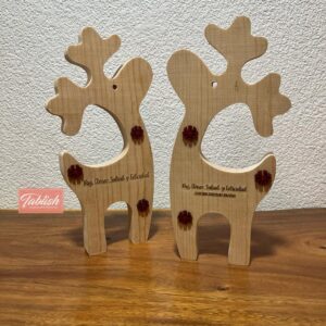 PAREJA DE RENOS PERSONALIZADOS EN TABLA DE PINO
