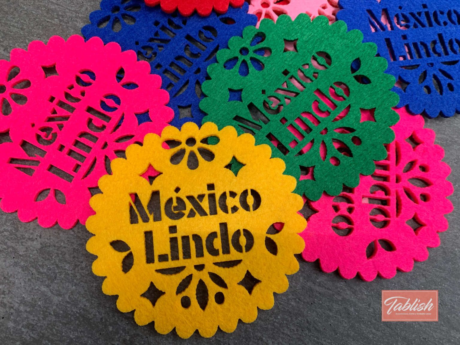 posavasos fieltro laser cdmx